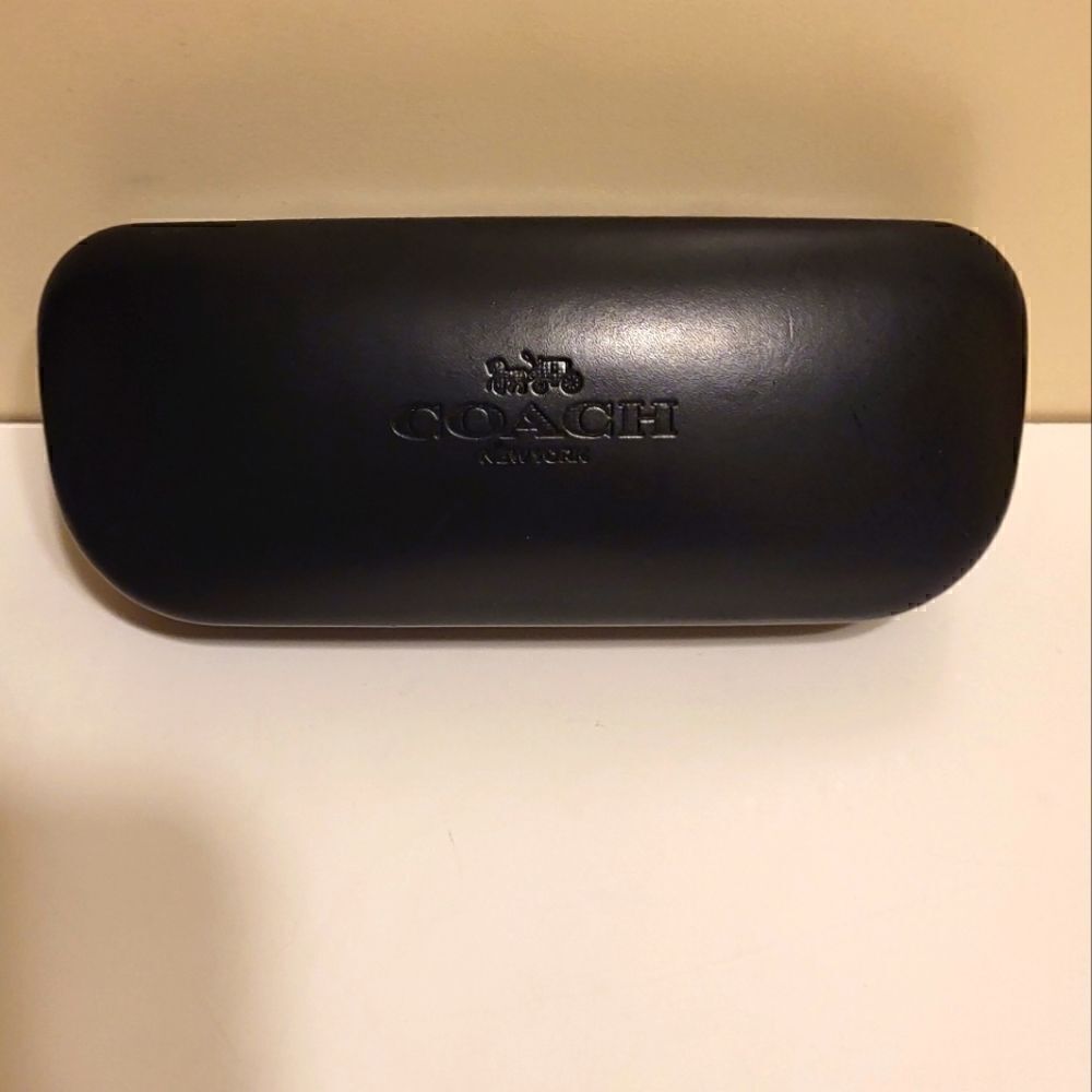 New Authentic Coach New York Black Leather Clamshell Eye/Sunglasses Case